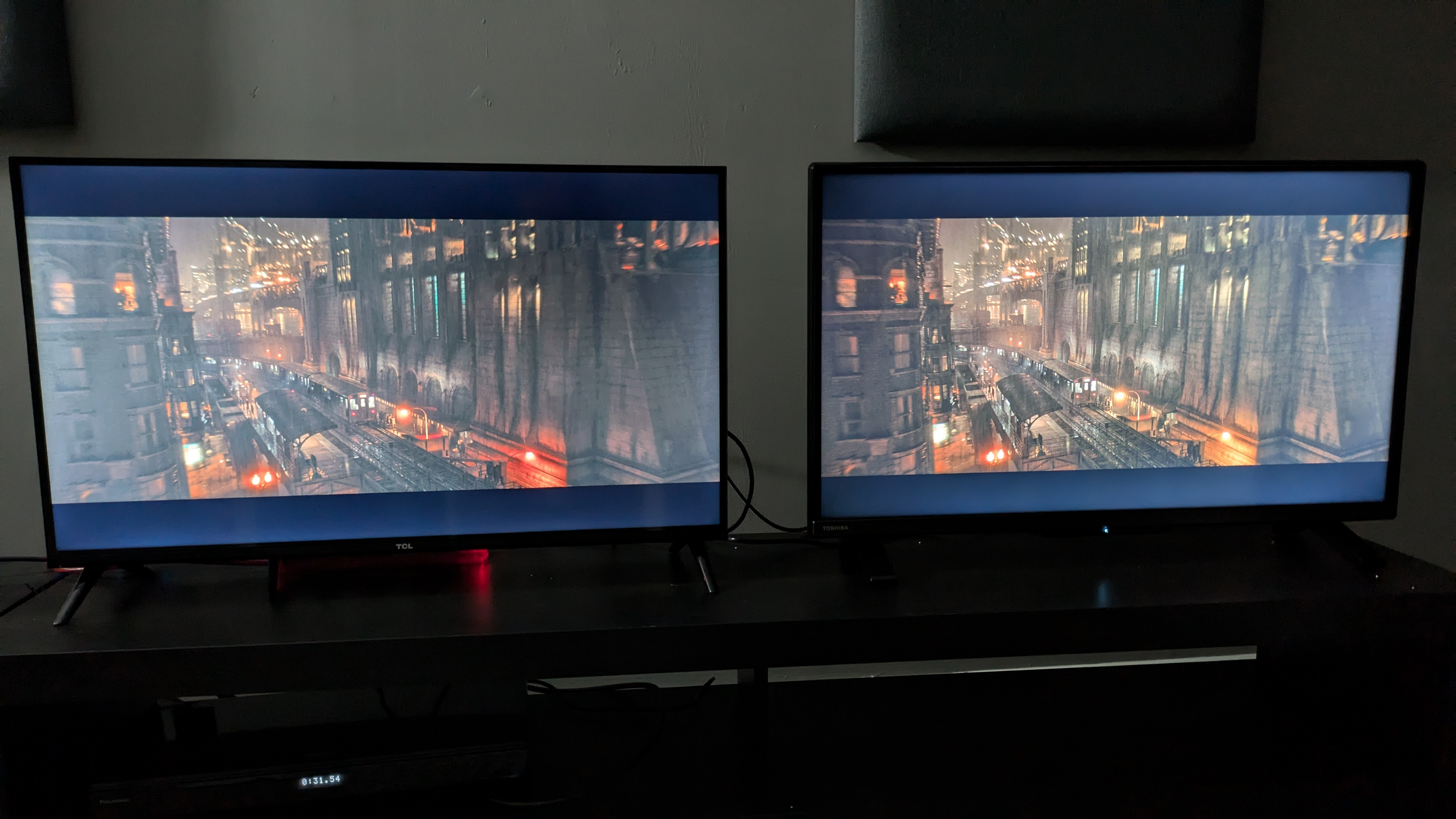 TCL S5400 and Toshiba LF2F53DB with The Batman on screen 1