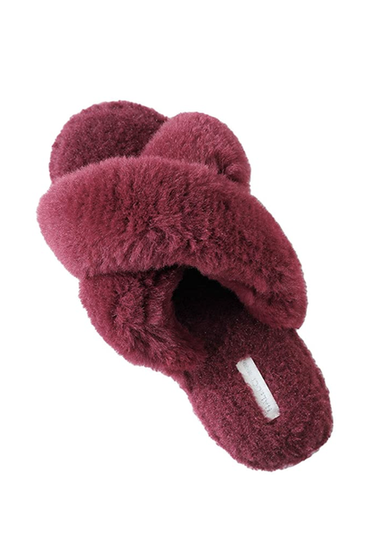 HALLUCI Cross Band Soft Plush Fleece House Indoor or Outdoor Slippers 