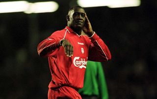 Emile Heskey of Liverpool celebrates scoring during the match between Liverpool and Coventry City in the FA Carling Premiership at Anfield, Liverpool. Mandatory Credit: Alex Livesey/ALLSPORT