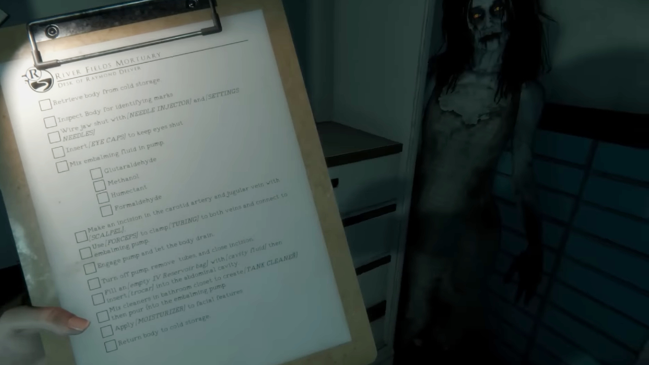 A ghost hiding in the shadows in The Mortuary Assistant