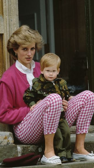 Princess Diana and a young Prince Harry
