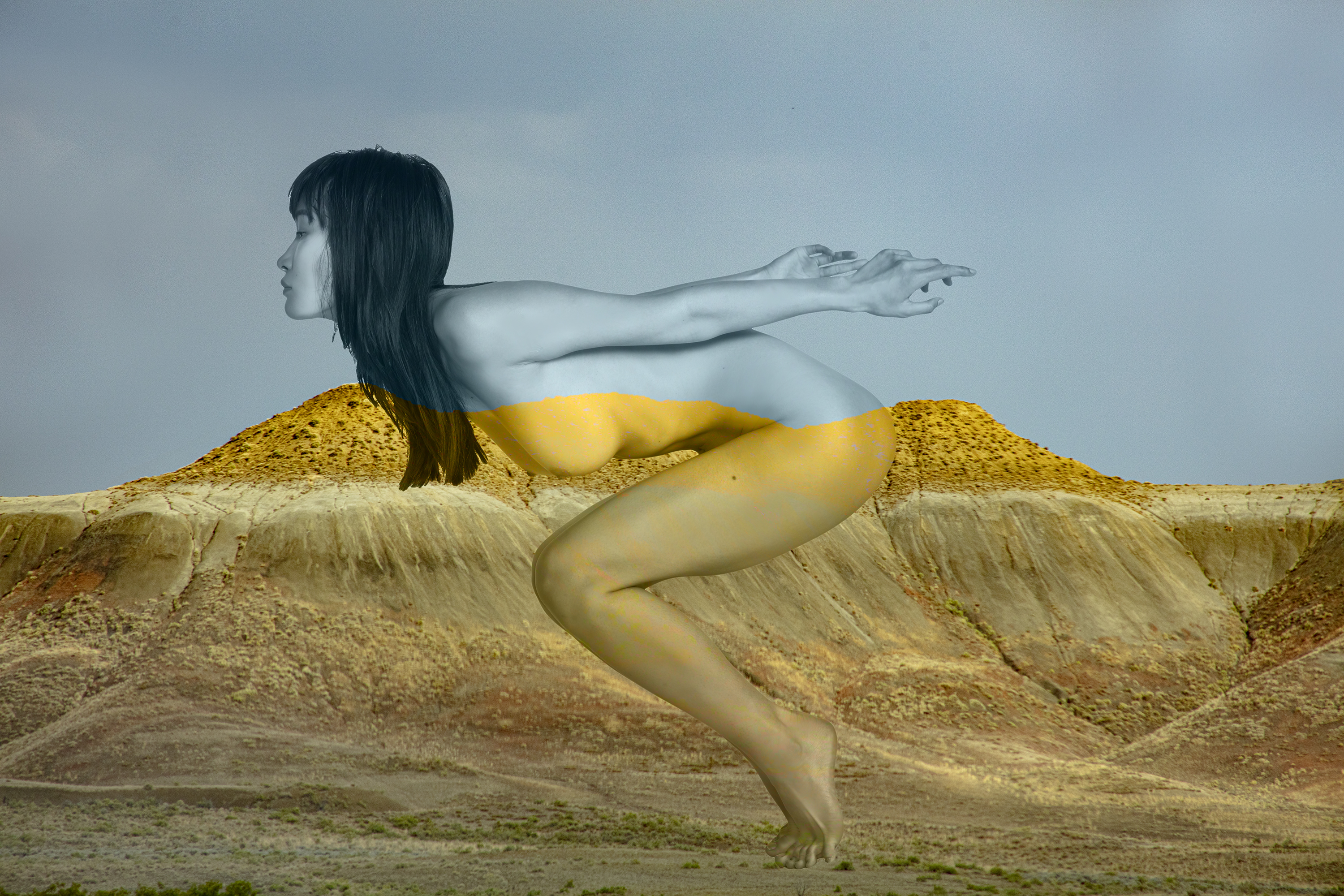 womens body in desert