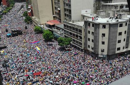 Thousands of protesters in Caracas on Thursday.