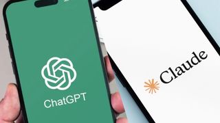 chatgpt and claude logos on phones