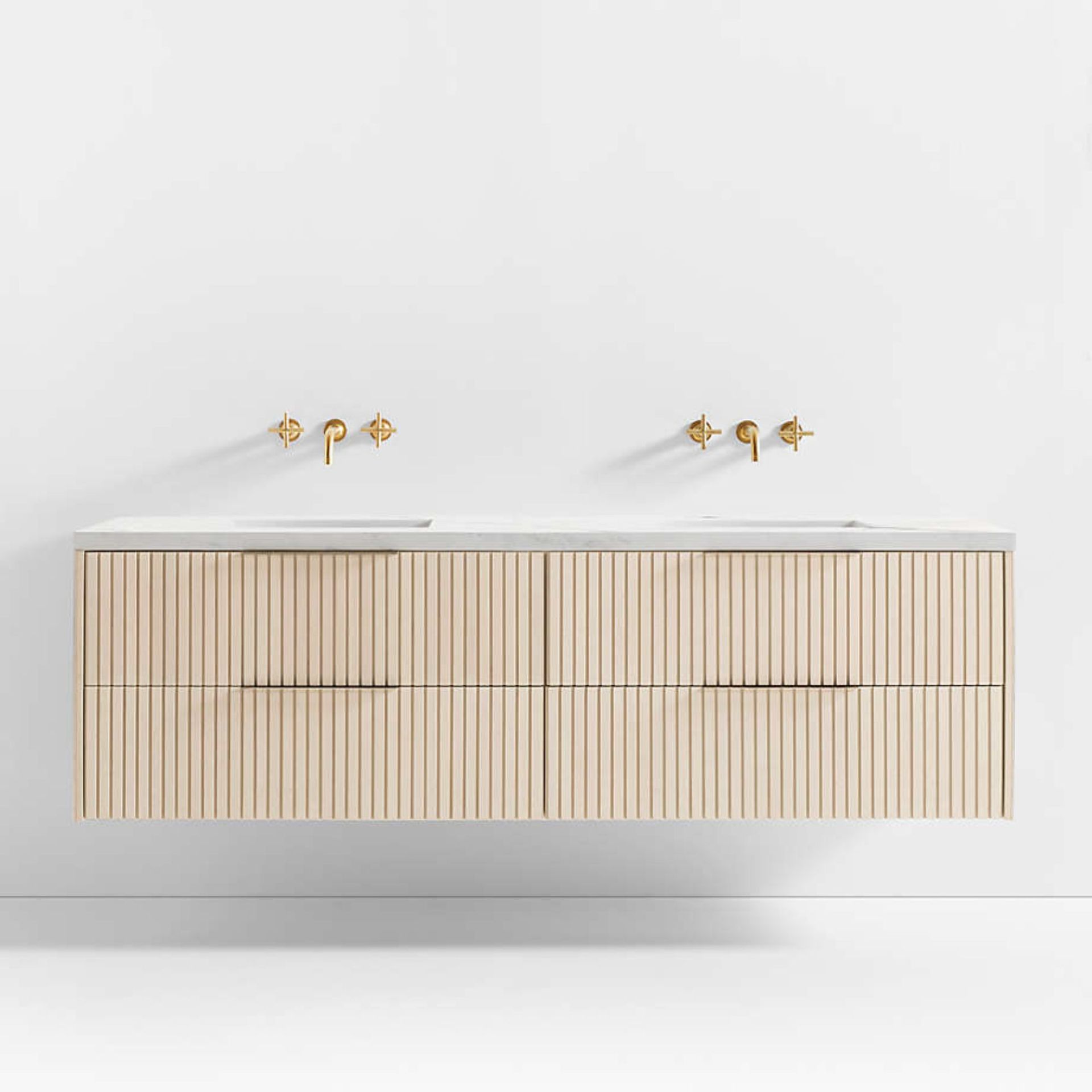 Batten Vanity against a white wall.