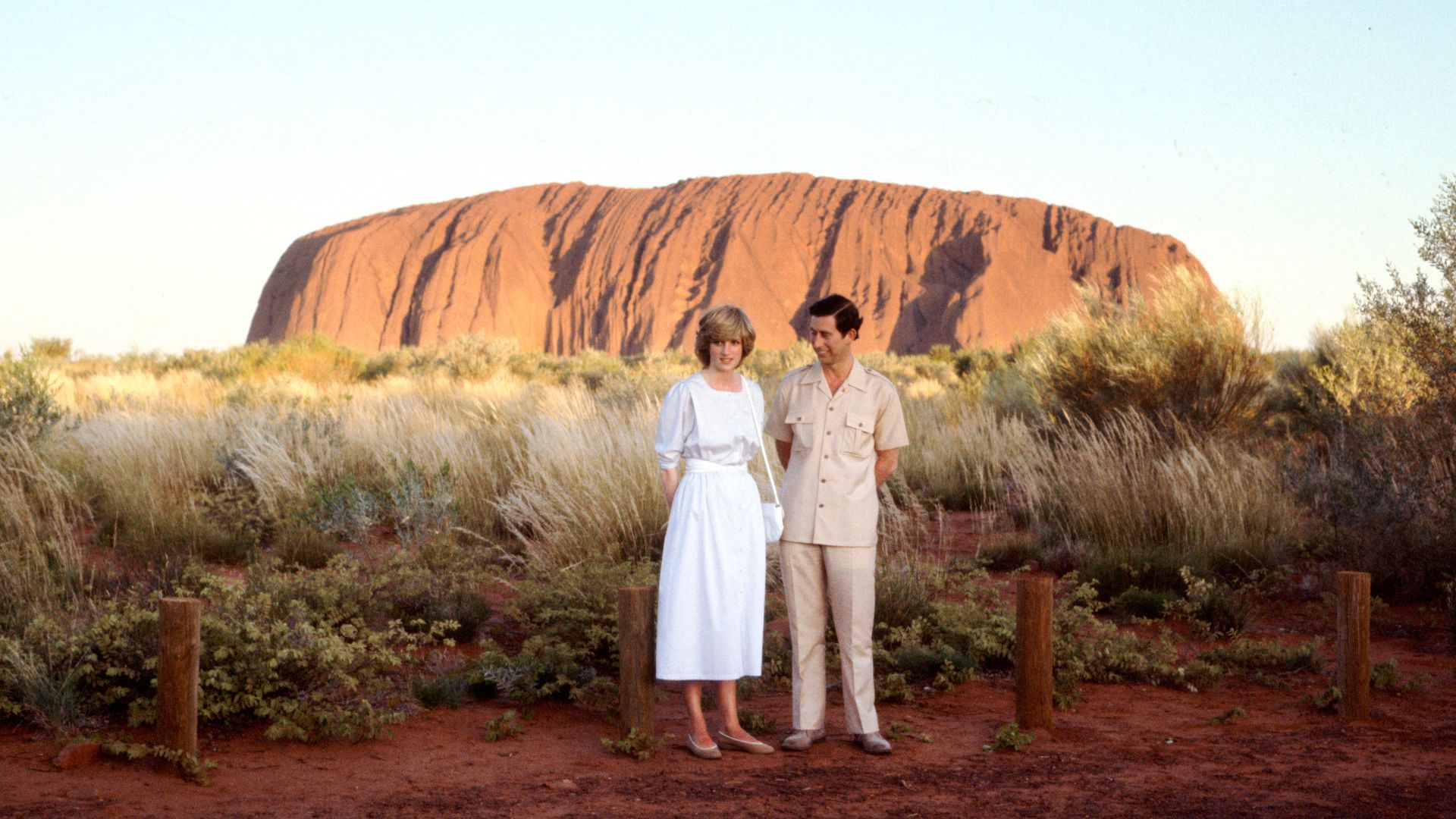 Princess Diana and King Charles at Uluru Rock, Australia