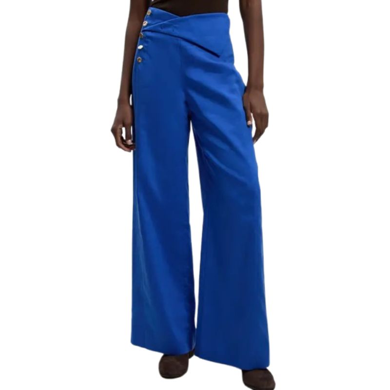 Karen Millen , Tailored Linen Button Front Wide Leg Trouser