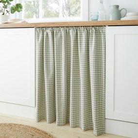 Gingham Checked Slot Top Unlined Undercounter Curtain