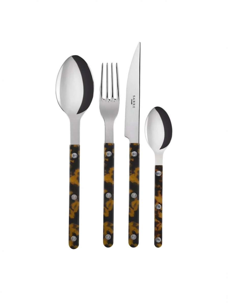  Stainless-Steel and Teak Cutlery Set of Four