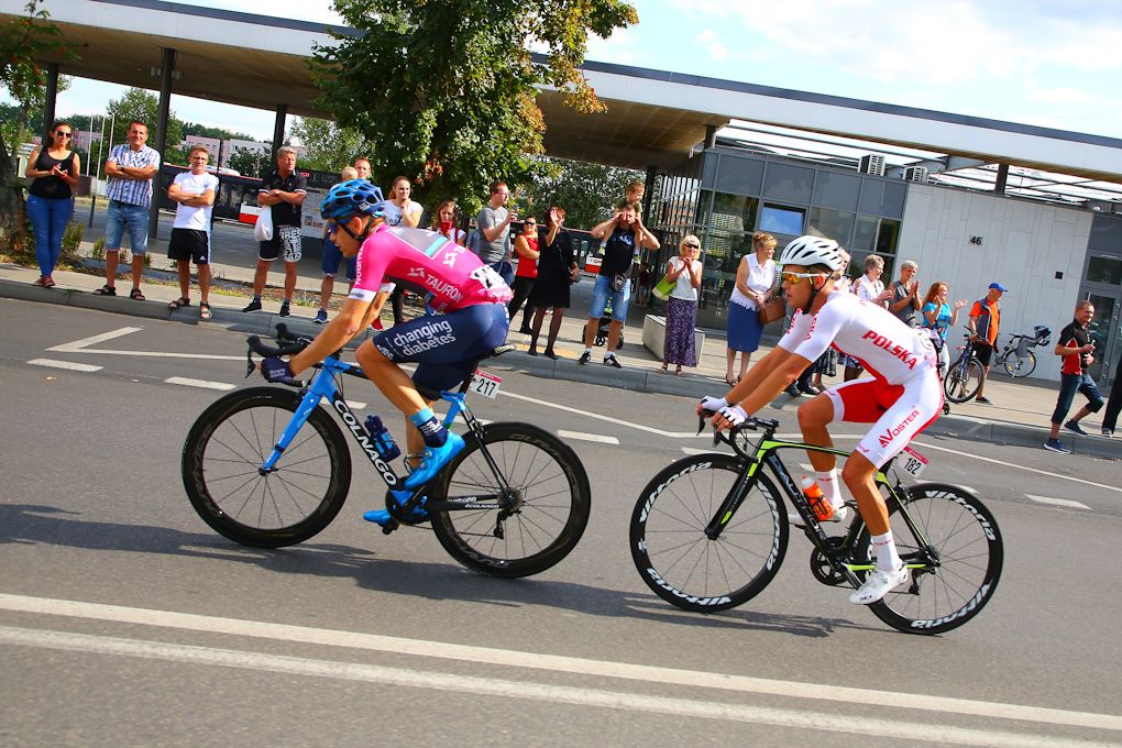 Charles Planet (eam Novo Nordisk) and Pawel Franczak (Team Poland) in the stage 2 breakaway at Tour de Pologne