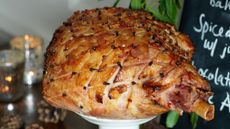 Christmas ham studded with cloves