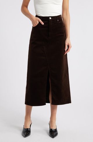 The Corduroy Front Slit Skirt