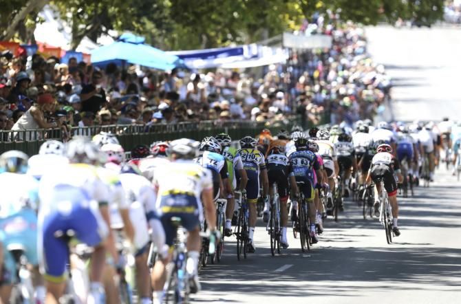 The peloton on the streets of Adelaide during the final day criterium in 2013