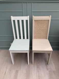 Before and after DIY cane dining chairs