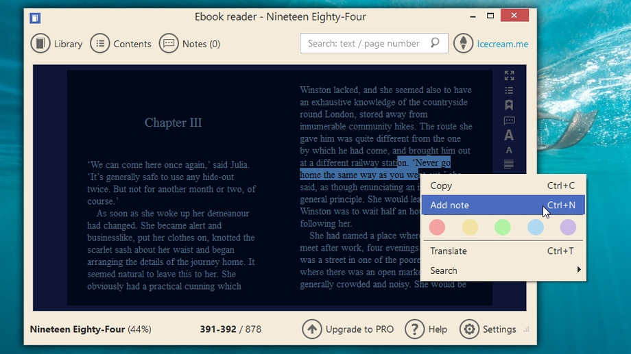 icecream ebook reader read aloud option not showing