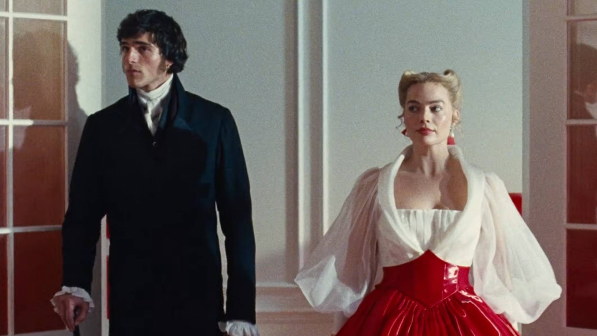 Jacob Elordi as Heathcliff and Margot Robbie as Cathy in Wuthering Heights