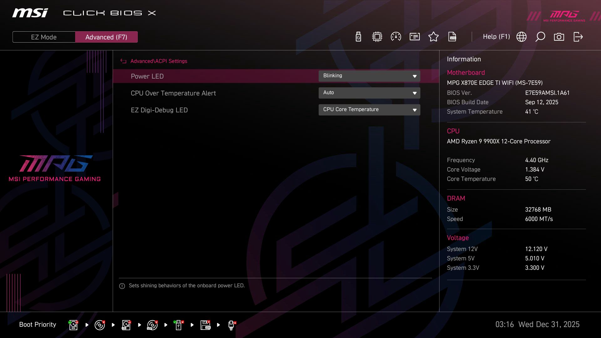 MSI MPG X870E Edge Ti Wifi - BIOS