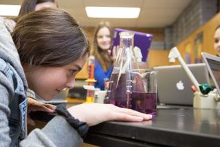 Science students at Elm Place School in North Shore School District 112 conduct an investigation.