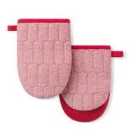 Honeycomb Chambray Mini Oven Mitts, Set of 2