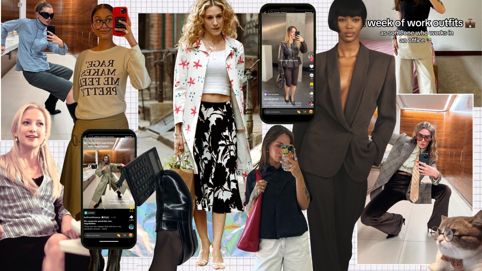 Kat from finance documents her outfits for work, Naomi Campbell walks the Calvin Klein 1990 runway, How to Lose A Guy In Ten Days