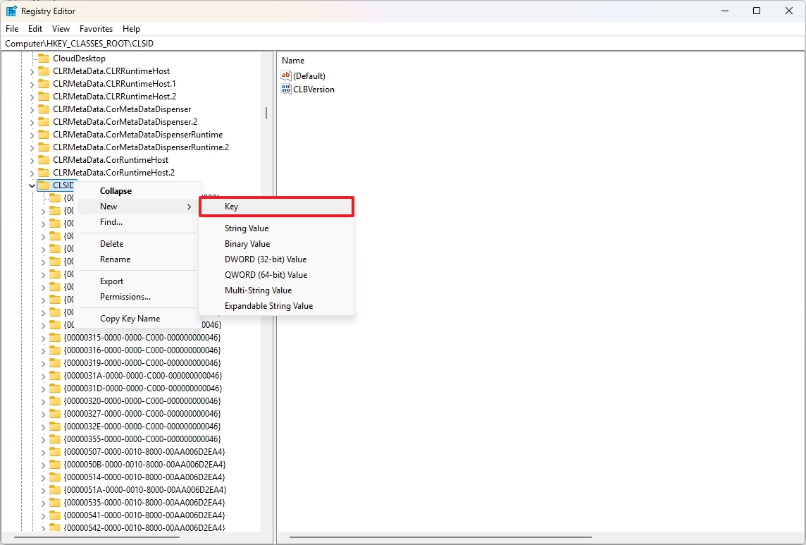 Registry create the 224DE2ED1FE6 key