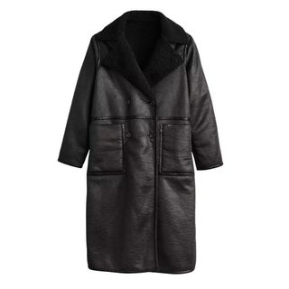 flat lay image of a black coat