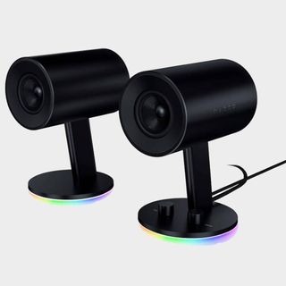 Razer Nommo Chroma speakers with grey backdrop