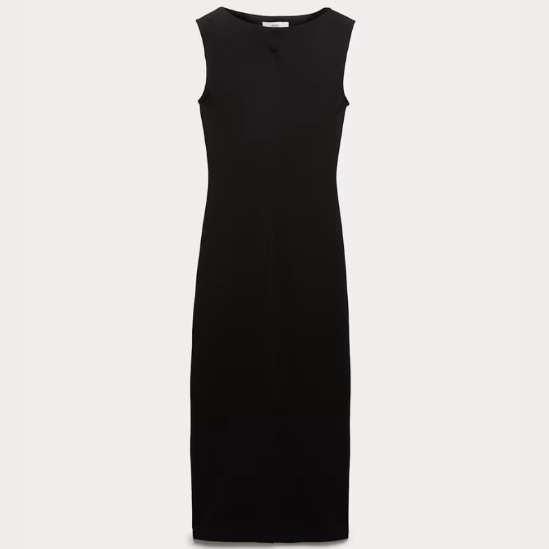 M&amp;amp;S, black midi dress