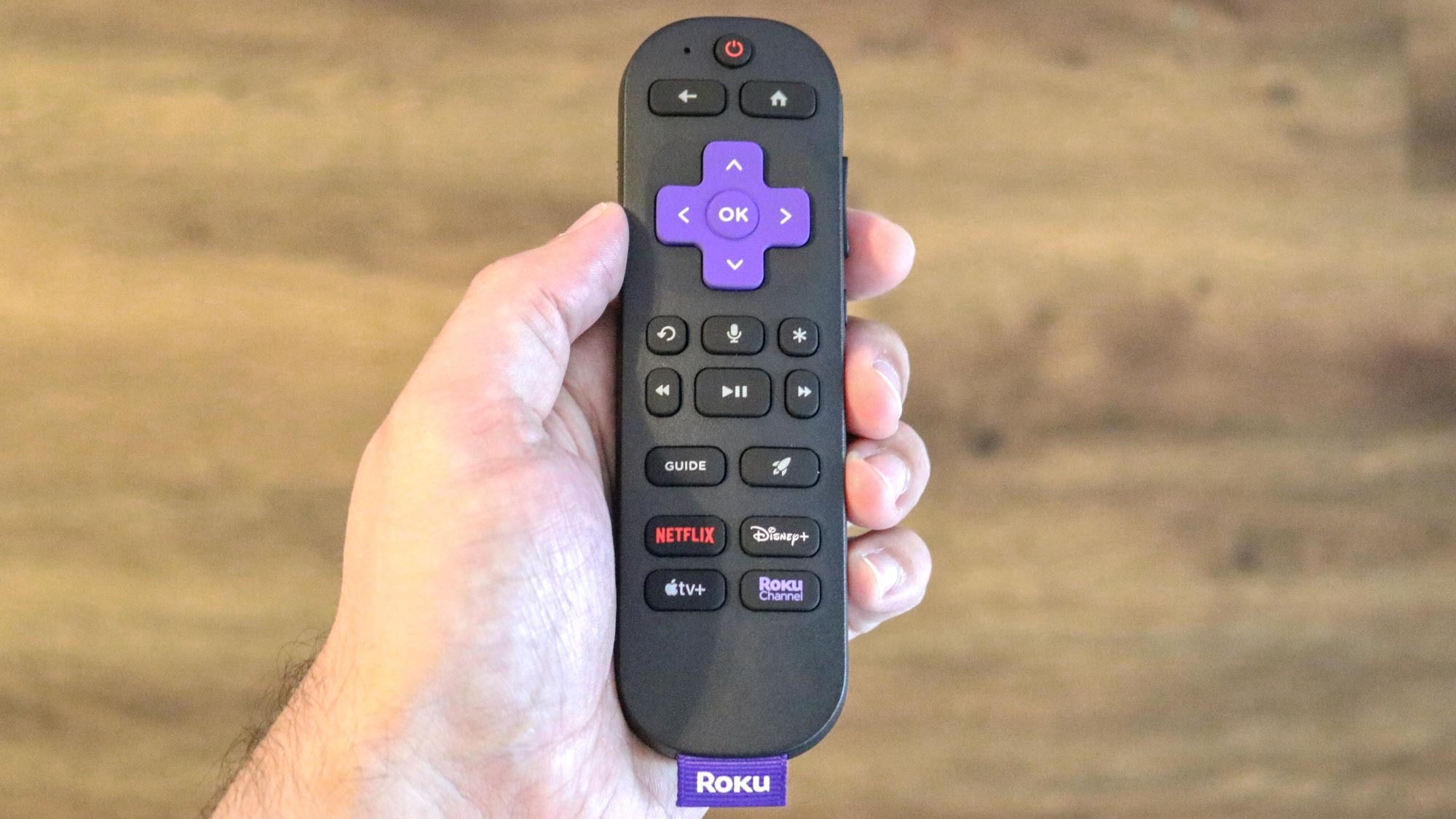 The Roku Voice Remote Pro (2nd Gen) in hand