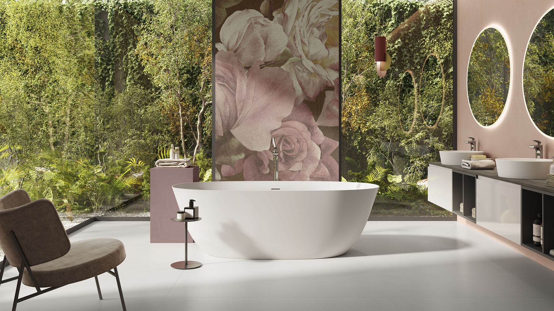 Floral bathroom tiles