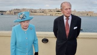 Queen Elizabeth II and Prince Philip, Duke of Edinburgh after looking at the view from the Kalkara heritage site in Valletta Harbour on November 28, 2015 in Valletta, Malta. Queen Elizabeth II