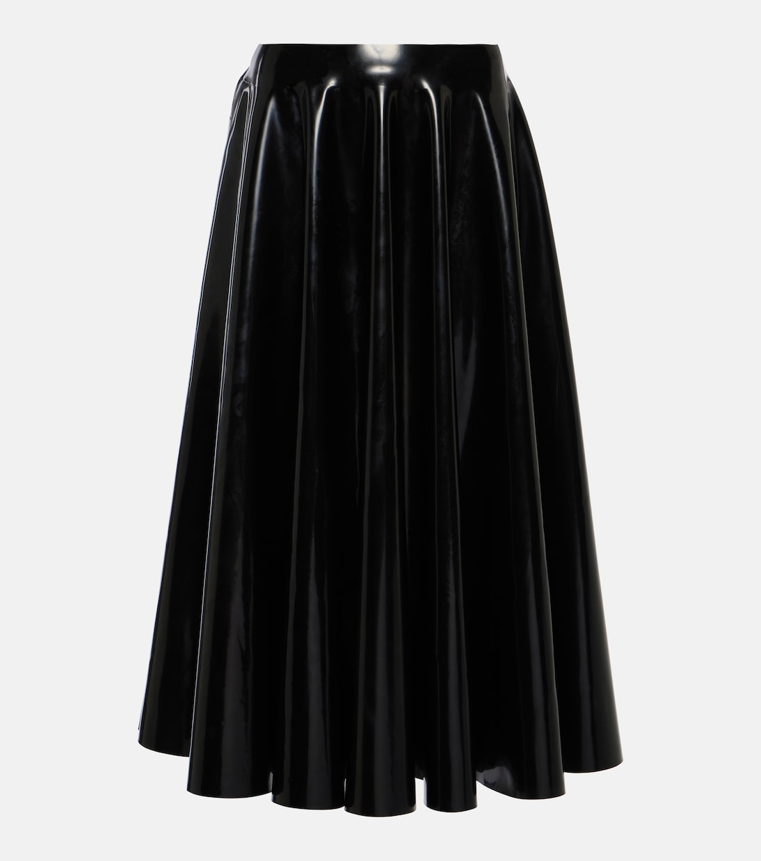 Latex Midi Skirt in Black - Alaia