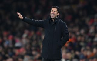 Mikel Arteta on the touchline against Wolves