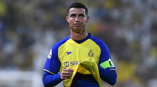 Cristiano Ronaldo looks dejected during an Al Nassr game in April 2023.