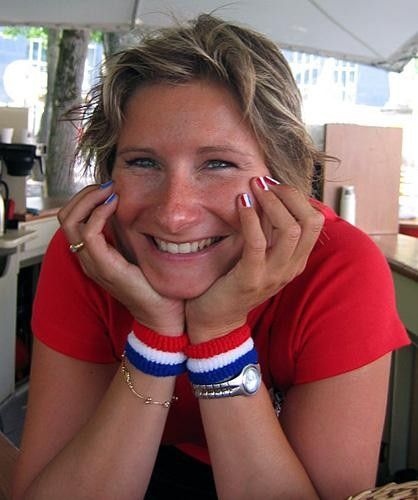 Quatorze Juillet, an important day for the French people ... this lady is definitely hoping for a French win today!