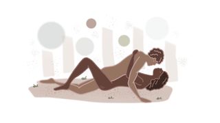 Illustration of the missionary position with earth features around the couple