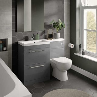 The White Space Gloss Ash Grey L Shaped Unit & Basin