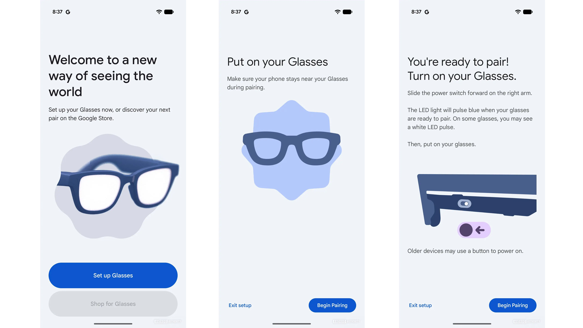 Google glasses companion app
