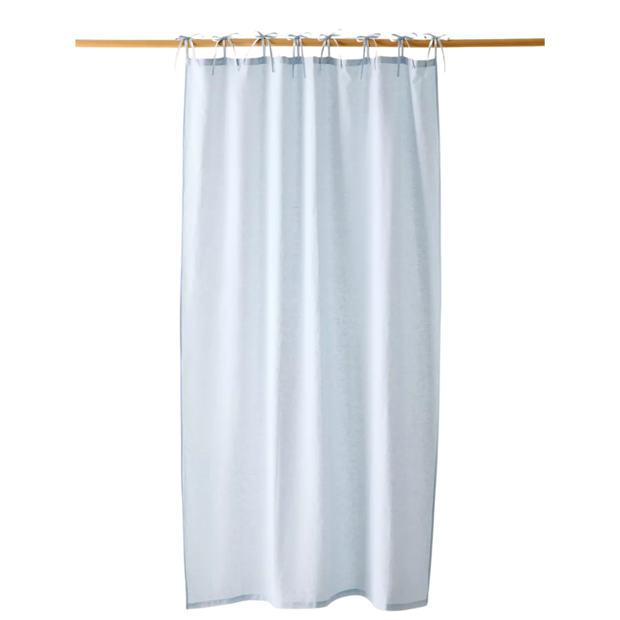 a blue sheer curtain