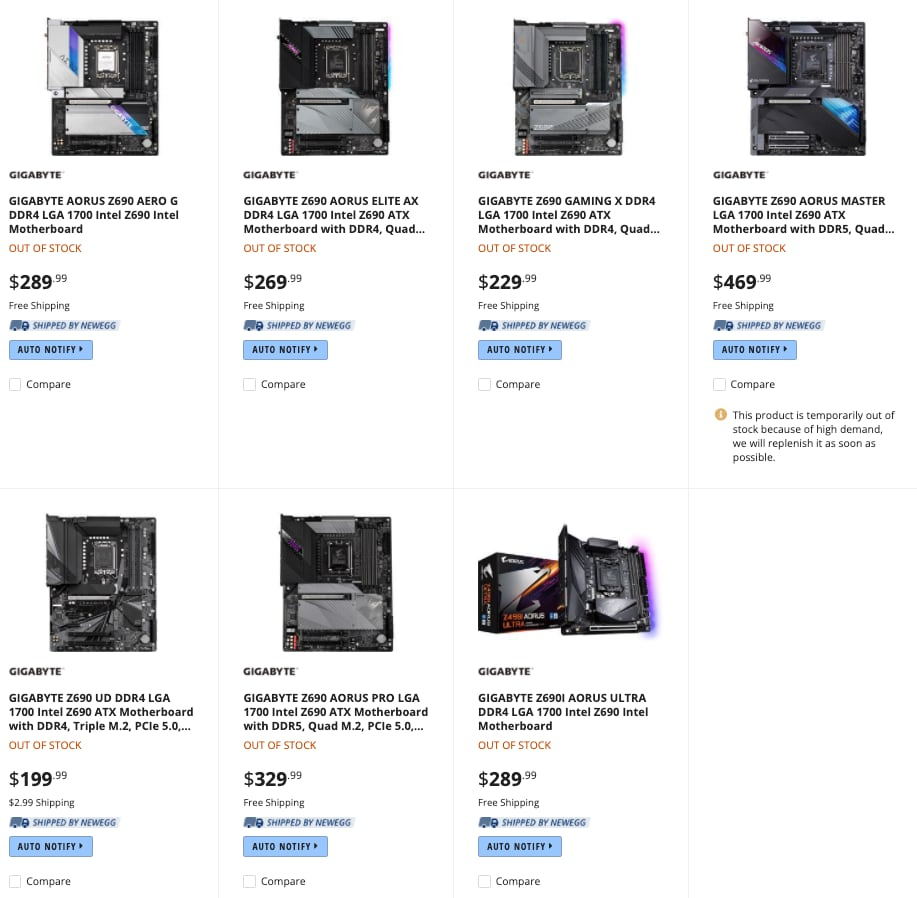 Gigabyte Z690 Motherboards