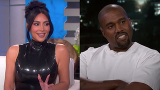 Kim Kardashian on Ellen and Kanye West on Jimmy Kimmel Live.