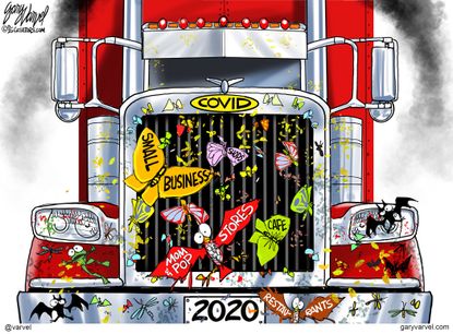Editorial Cartoon U.S. COVID truck 2020