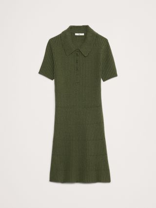 Ribbed Polo Sweater Dress