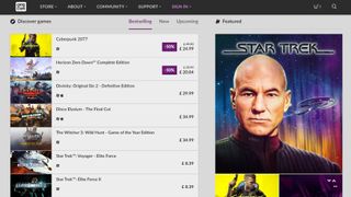 GOG.com store front showing bestselling games