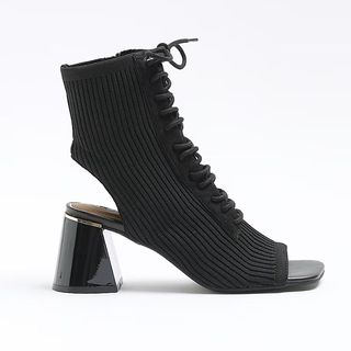 peep toe boots in black