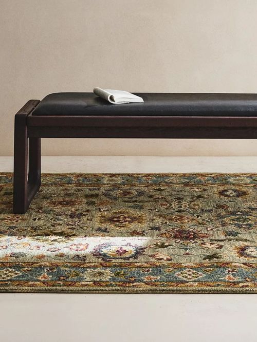 Wool Symmetrical Floral Print Rug