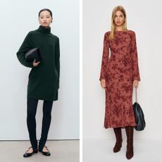 Turtle neck knit dress from Mango. Esra Dress from Reformation.