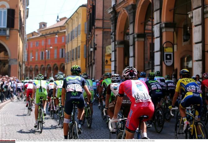Riders passing through Modena