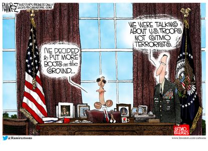 Obama cartoon World Syria U.S. Troops