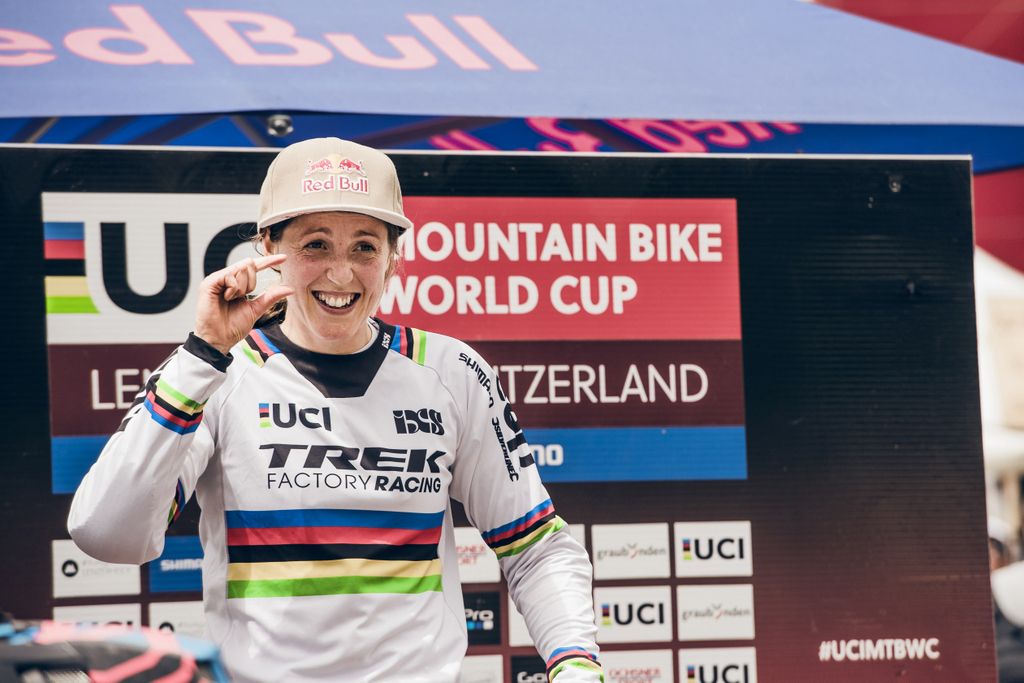 Rachel Atherton made it 11 straight World Cup wins in Lenzerheide